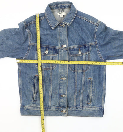 Topshop Women's Blue Denim Basic Jacket UK 8 Regular Fit