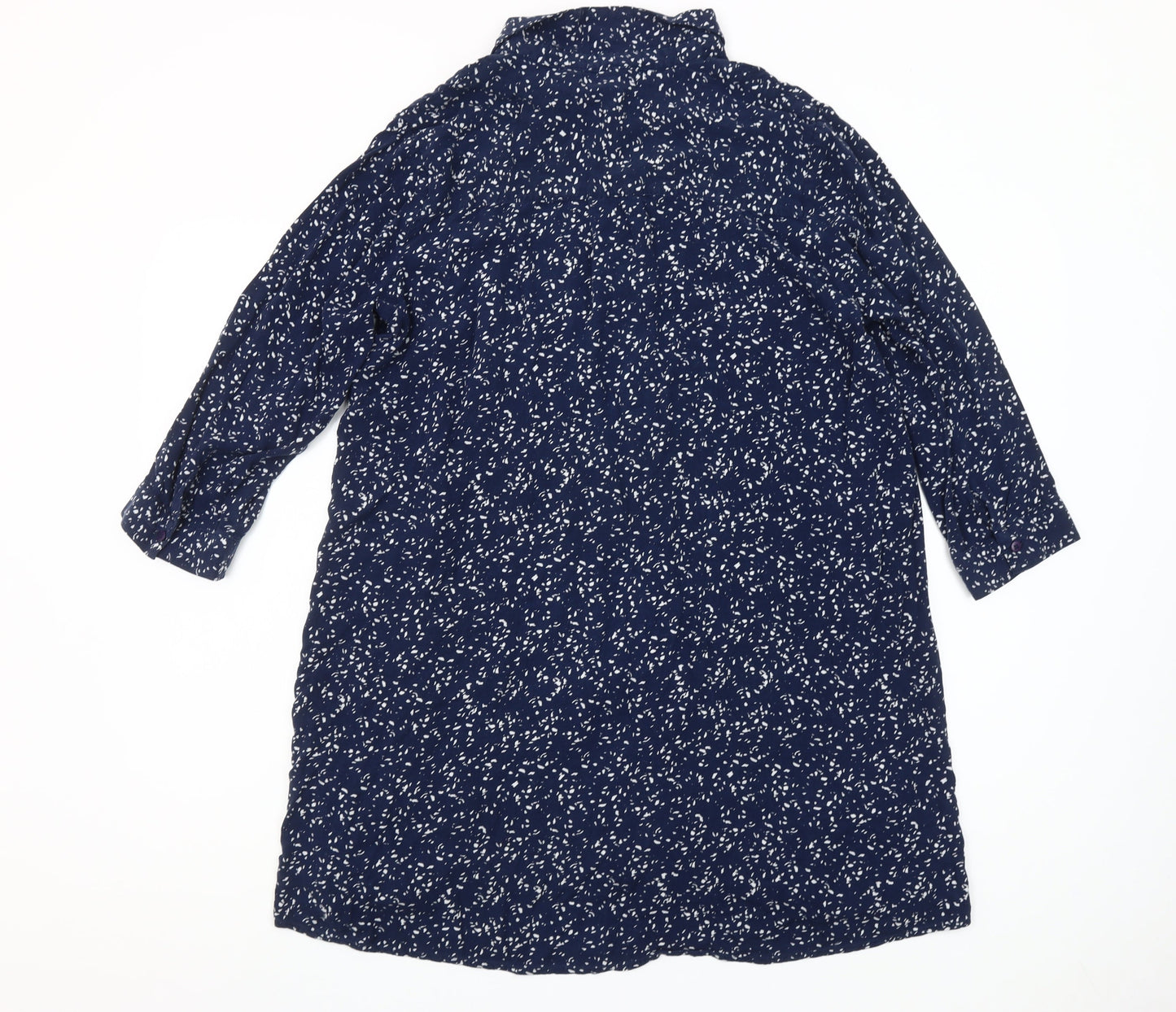 Lefties Womens Blue Floral 3/4 Sleeve Tunic Button-Up Shirt Size 12
