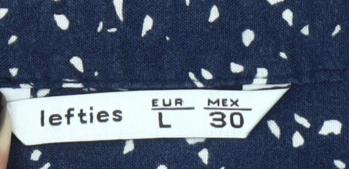 Lefties Womens Blue Floral 3/4 Sleeve Tunic Button-Up Shirt Size 12