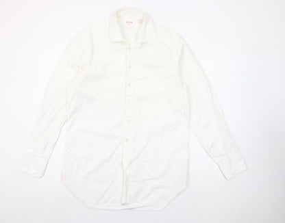 Pink Shirtmaker London Men's White 15.5 Slim Fit Cotton Button-Up Shirt