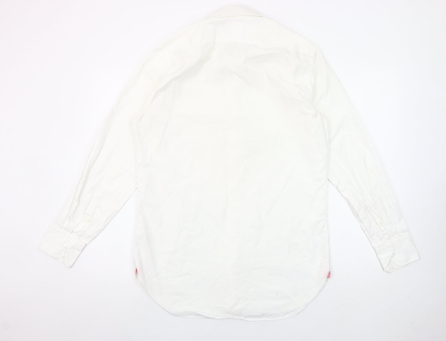 Pink Shirtmaker London Men's White 15.5 Slim Fit Cotton Button-Up Shirt