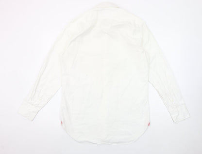 Pink Shirtmaker London Men's White 15.5 Slim Fit Cotton Button-Up Shirt