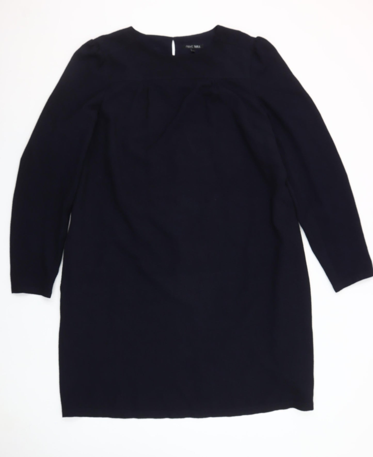 Next Women Navy Blue Shift Dress Size 20 Long Sleeve Polyester Blend
