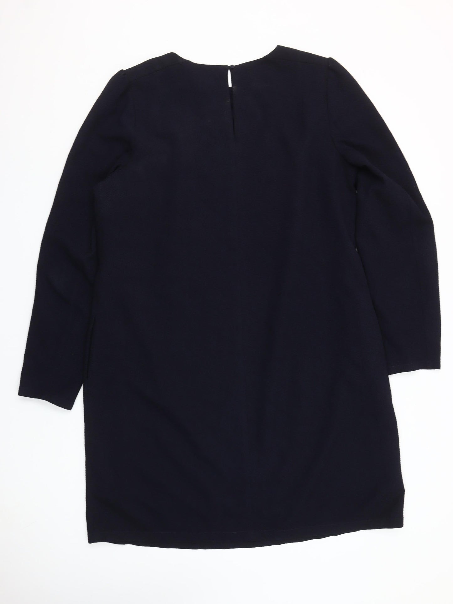 Next Women Navy Blue Shift Dress Size 20 Long Sleeve Polyester Blend