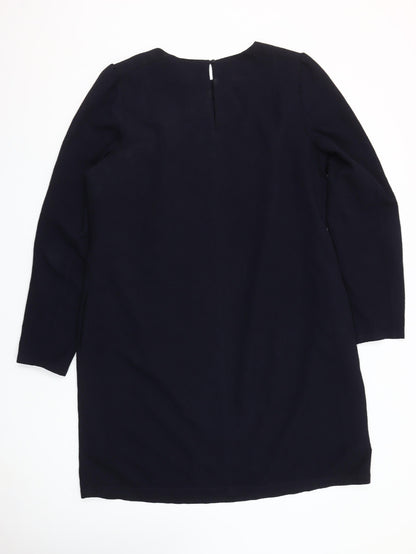 Next Women Navy Blue Shift Dress Size 20 Long Sleeve Polyester Blend