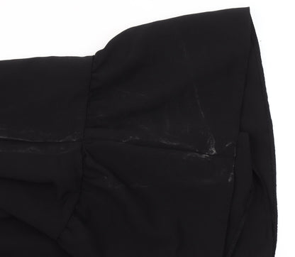 New Look Women’s Black Chiffon Wrap Dress Size 12 Long Sleeve Ruffle Hem