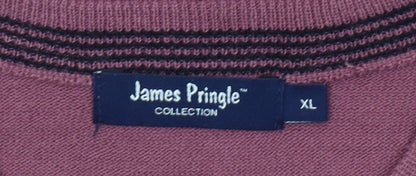 James Pringle Men’s Purple Cotton Crew Neck Jumper XL