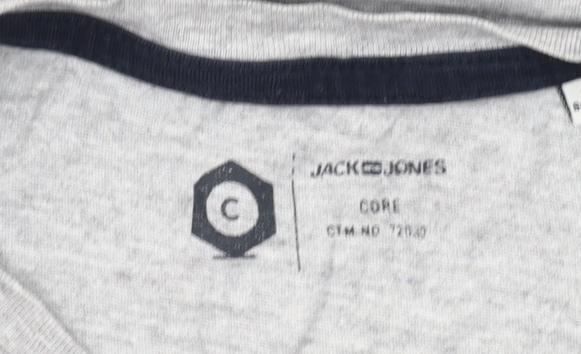 Jack & Jones Men’s Grey Graphic Crew Neck Short Sleeve T-Shirt Size L