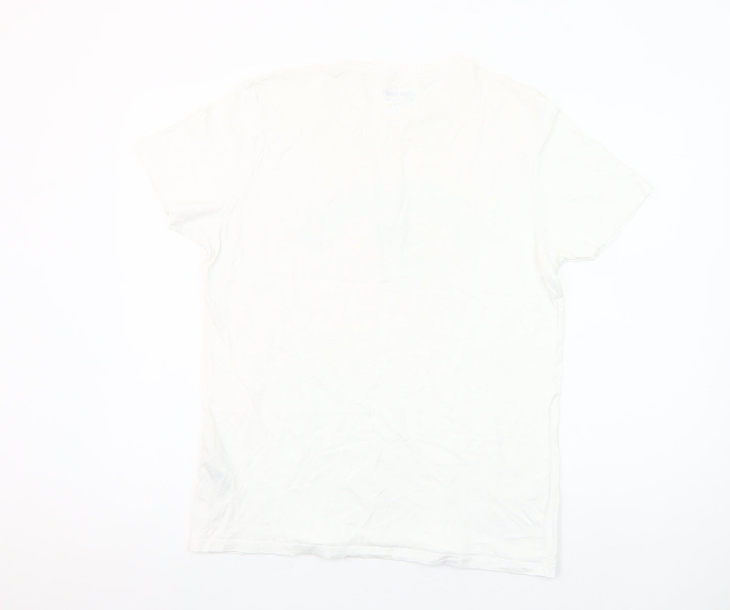 Jack & Jones Mens White Graphic Print Cotton Crew Neck T-Shirt L