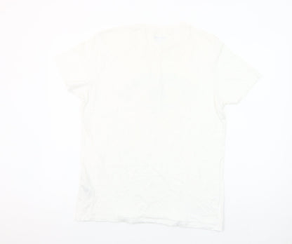 Jack & Jones Mens White Graphic Print Cotton Crew Neck T-Shirt L