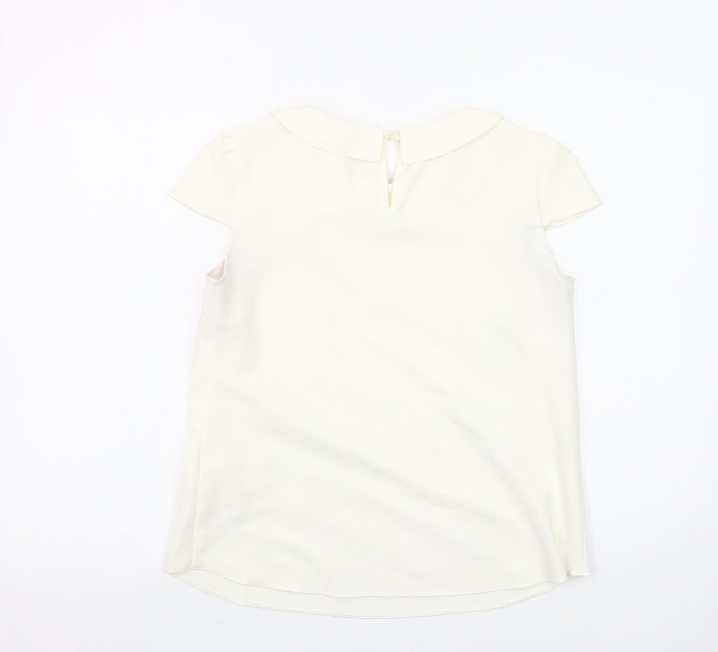 Savida Women’s Ivory Beaded Collar Short Sleeve Blouse UK 10