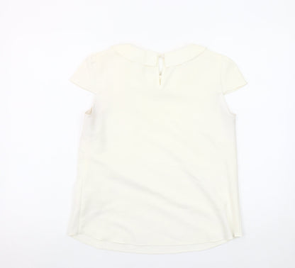 Savida Women’s Ivory Beaded Collar Short Sleeve Blouse UK 10