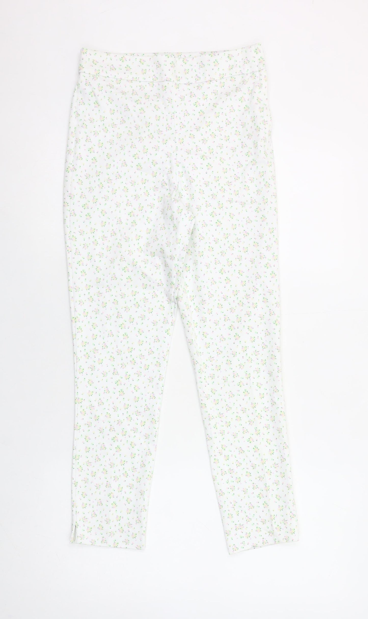 Dunnes Stores Women's White Floral Skinny Trousers Size 8