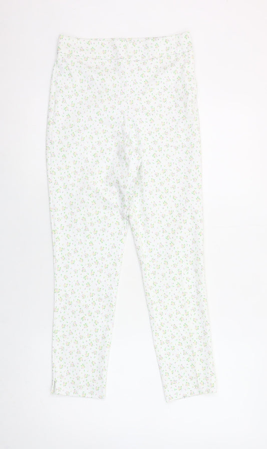 Dunnes Stores Women's White Floral Skinny Trousers Size 8