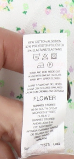Dunnes Stores Women's White Floral Skinny Trousers Size 8