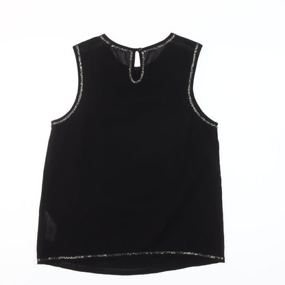 New Look Women's Black Beaded Sequin Sleeveless Blouse Size 10