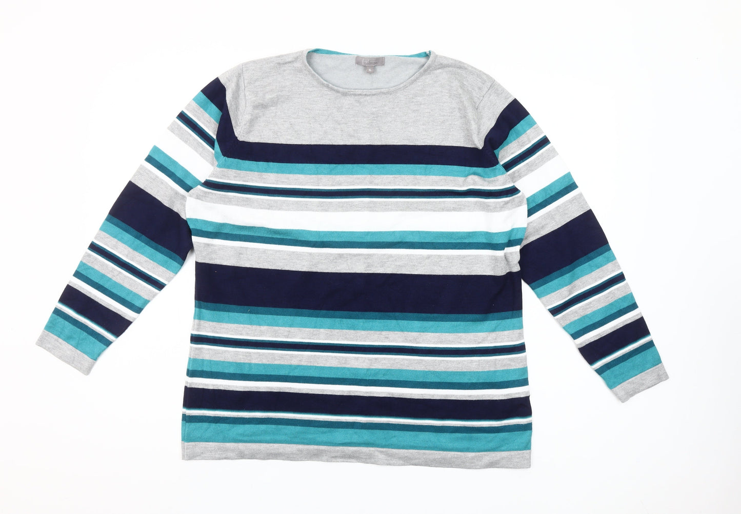 Freshwear Women’s Multicoloured XL Striped Crew Neck Knit Jumper