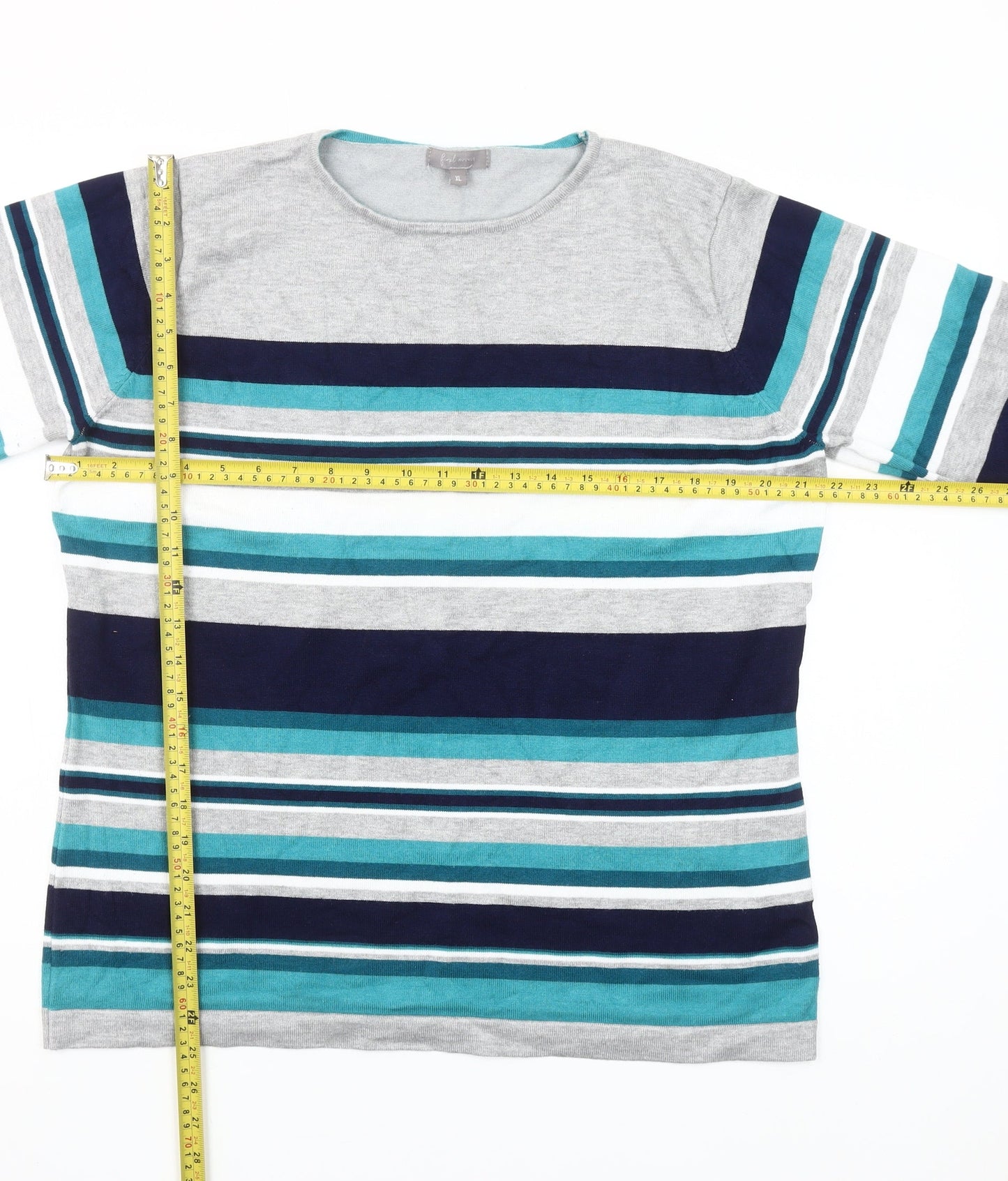 Freshwear Women’s Multicoloured XL Striped Crew Neck Knit Jumper