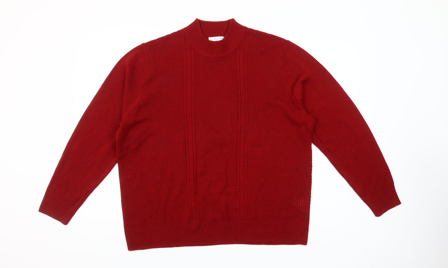 Paul Henry Women Red Acrylic Mock Neck Pullover Jumper Size 20