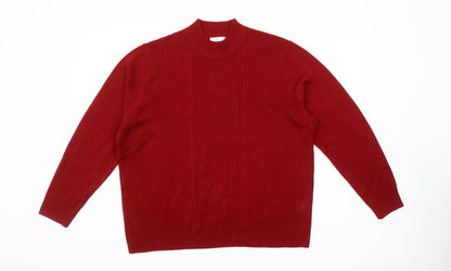 Paul Henry Women Red Acrylic Mock Neck Pullover Jumper Size 20
