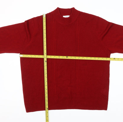 Paul Henry Women Red Acrylic Mock Neck Pullover Jumper Size 20