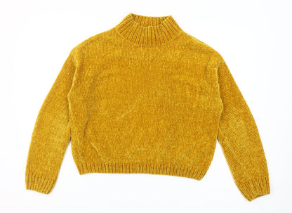 Pull & Bear Women’s Yellow Mock Neck Knit Jumper Size S