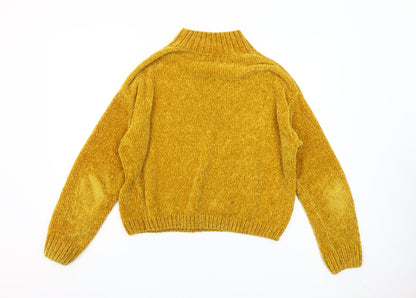 Pull & Bear Women’s Yellow Mock Neck Knit Jumper Size S