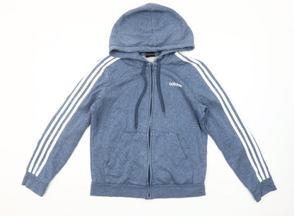 Adidas Women Blue Full Zip Hoodie Size 12-14 Relaxed Fit