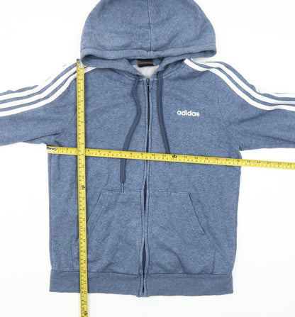 Adidas Women Blue Full Zip Hoodie Size 12-14 Relaxed Fit
