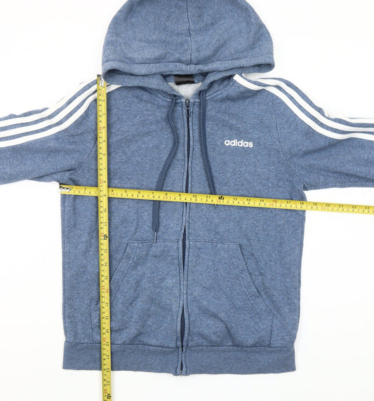 Adidas Women Blue Full Zip Hoodie Size 12-14 Relaxed Fit