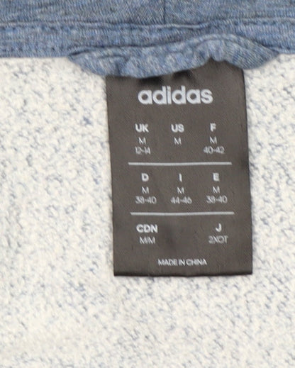 Adidas Women Blue Full Zip Hoodie Size 12-14 Relaxed Fit