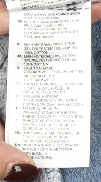 Adidas Women Blue Full Zip Hoodie Size 12-14 Relaxed Fit