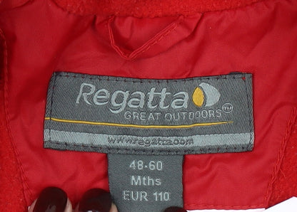 Regatta Boys Red Waterproof Hooded Snowsuit 4-5 Years Winter Full Zip