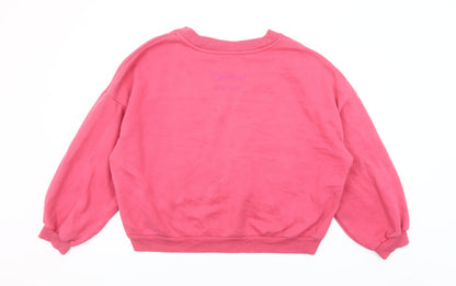 Gémo Womens Pink V-Neck Pullover Sweatshirt Size L Cotton Blend