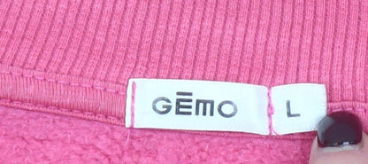 Gémo Womens Pink V-Neck Pullover Sweatshirt Size L Cotton Blend