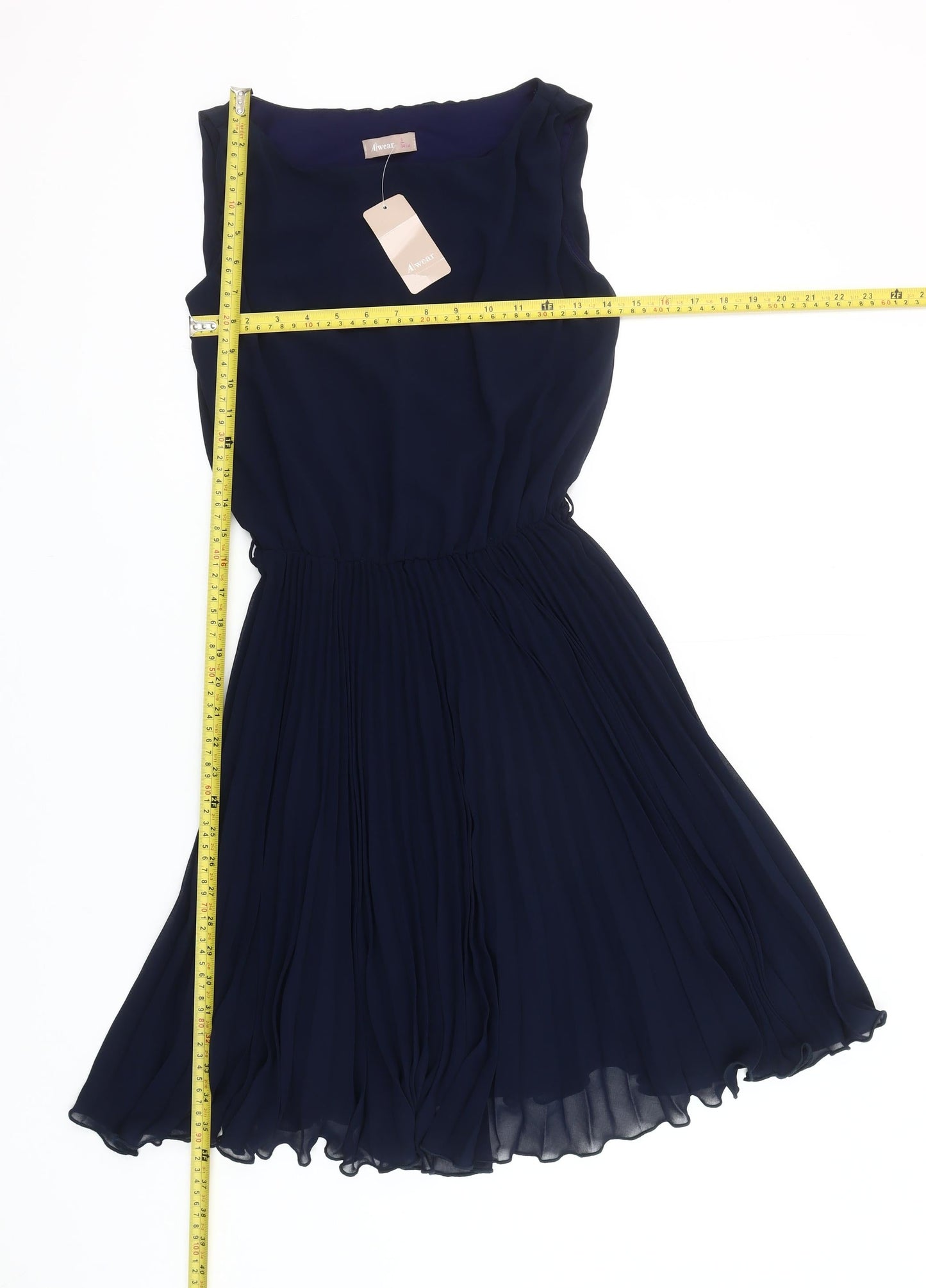 A|wear Women’s Blue A-Line Pleated Chiffon Dress Size 6