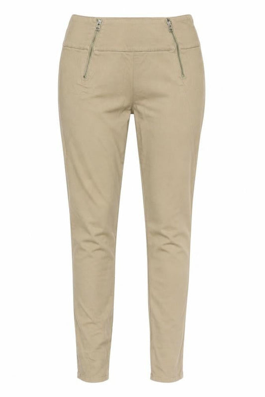 Front view of Only Women’s Beige High Rise Stretch Jegging Trousers, size M
