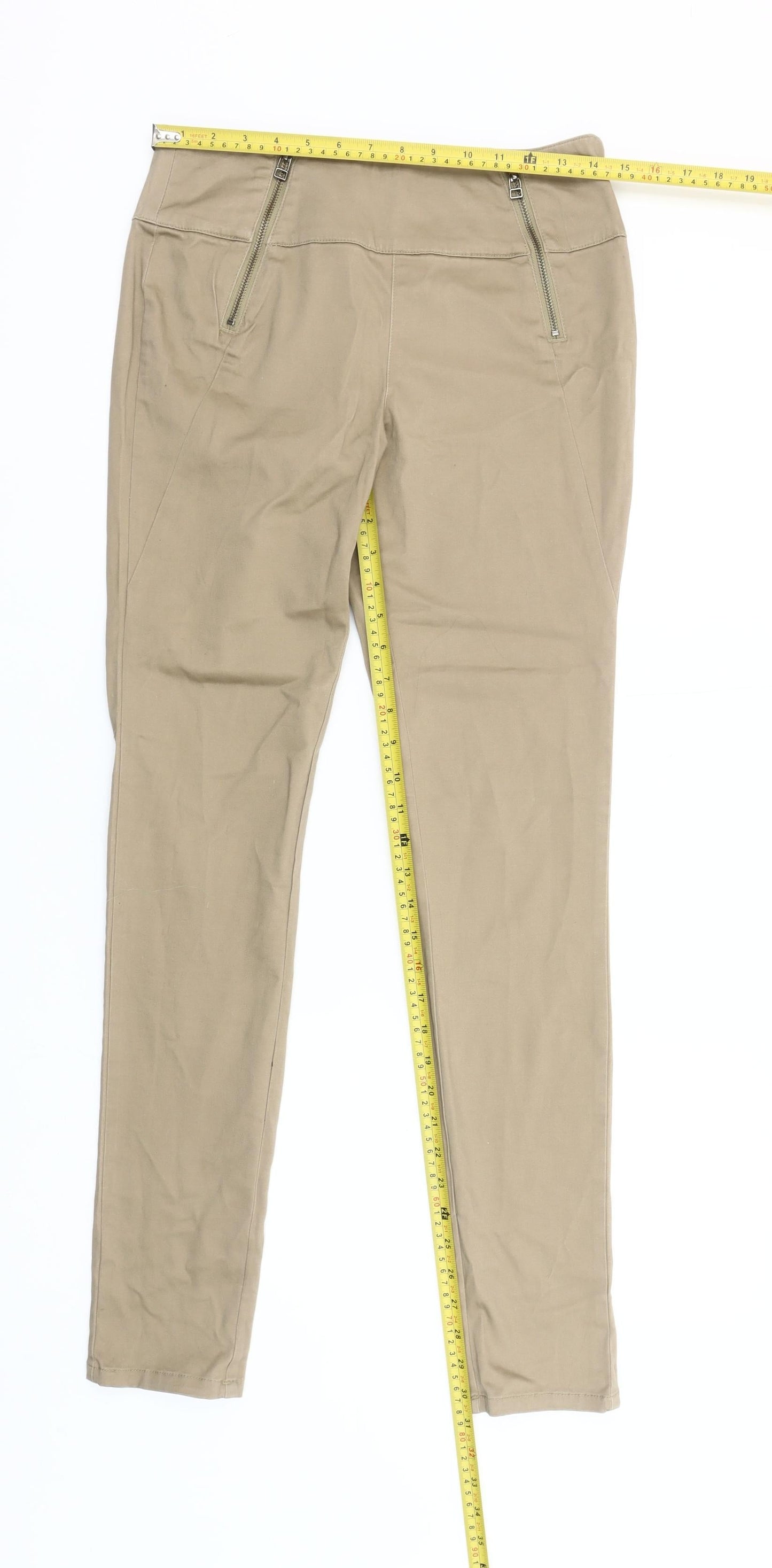 ONLY Women’s Beige High Rise Stretch Jegging Trousers Size M