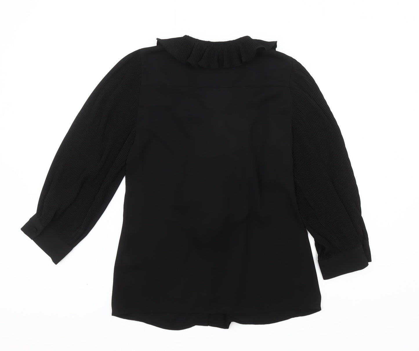 Savida Women's Black Ruffle Long Sleeve Blouse Size 2XS
