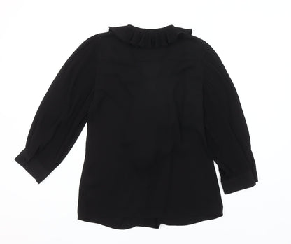 Savida Women's Black Ruffle Long Sleeve Blouse Size 2XS