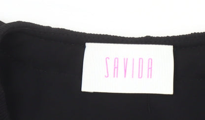 Savida Women's Black Ruffle Long Sleeve Blouse Size 2XS
