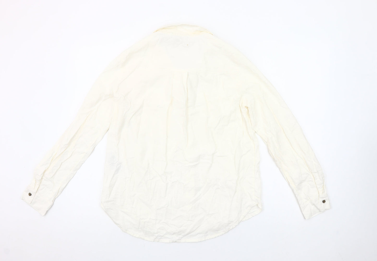ONLY Women's Ivory Linen Blend Button-Up Shirt Size S