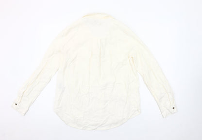 ONLY Women's Ivory Linen Blend Button-Up Shirt Size S