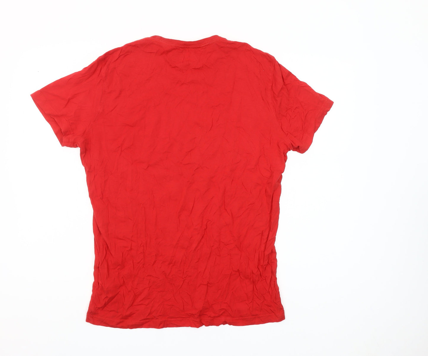 Tommy Jeans Men's Red Cotton Logo Crew Neck T-Shirt Size L