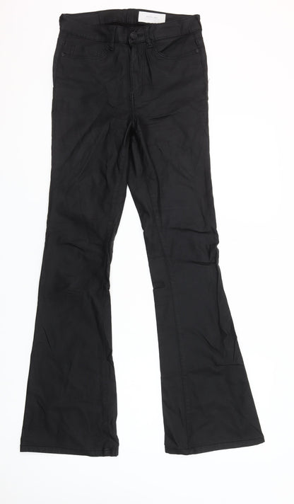 Noisy May Women's Black Flared Coated Trousers Size S