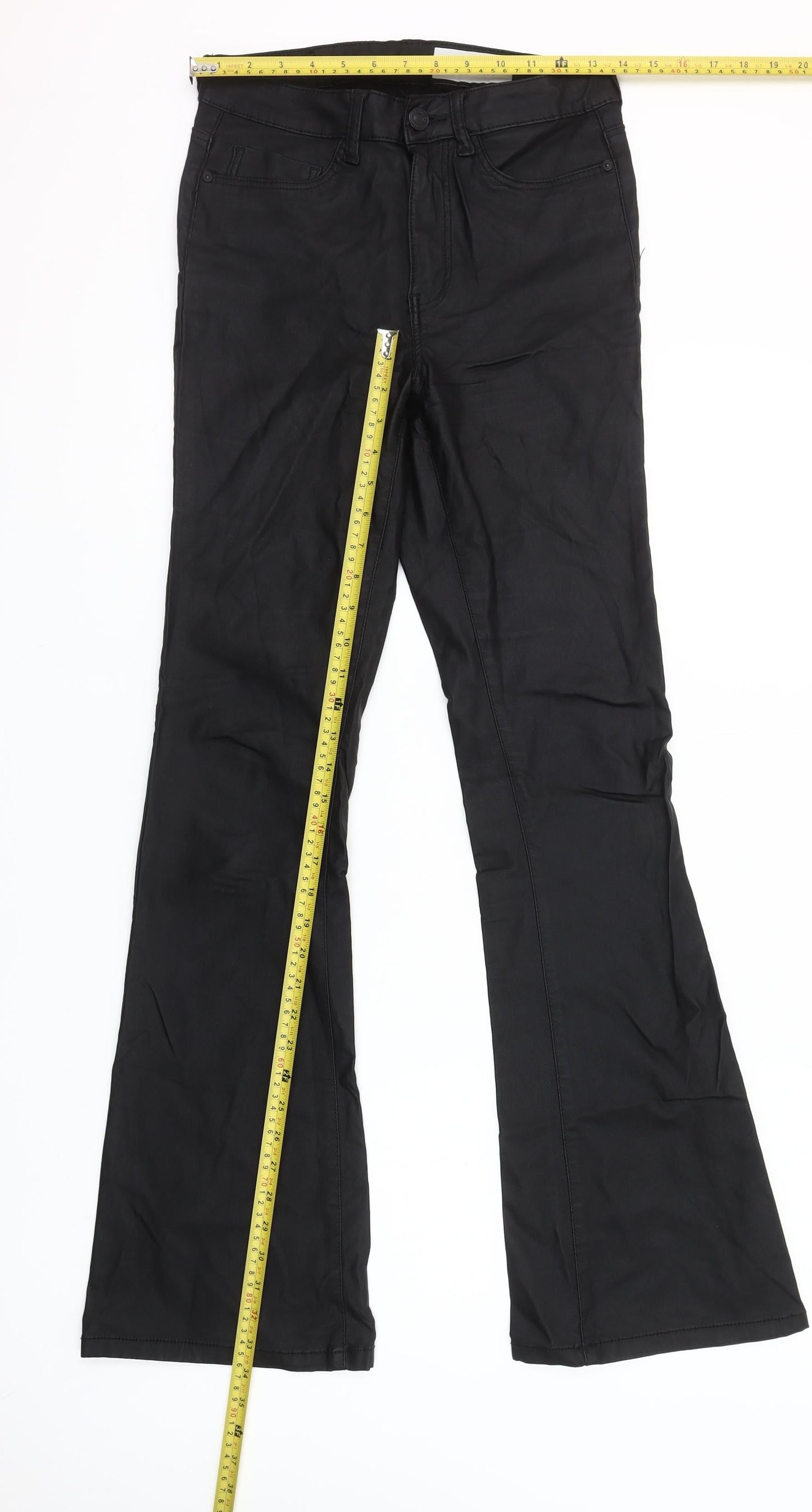 Noisy May Women's Black Flared Coated Trousers Size S