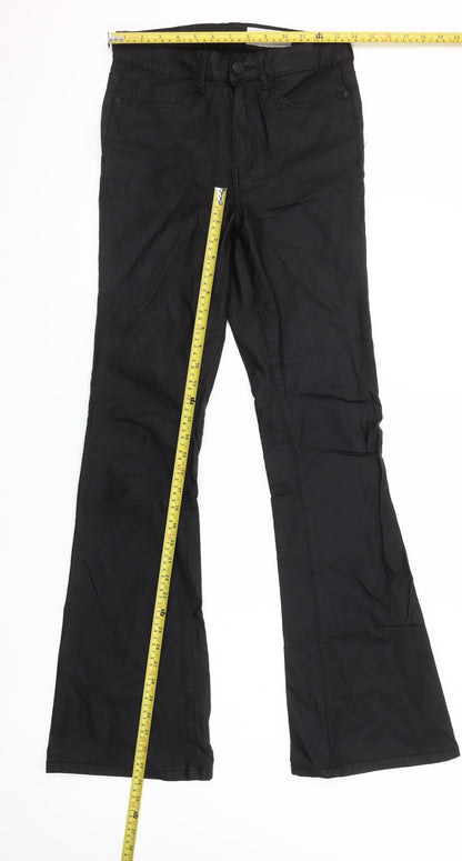 Noisy May Women's Black Flared Coated Trousers Size S