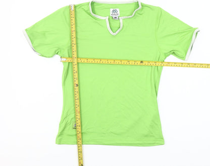 Missing Link Women's Green V-Neck Short Sleeve Slim Fit T-Shirt Size 8