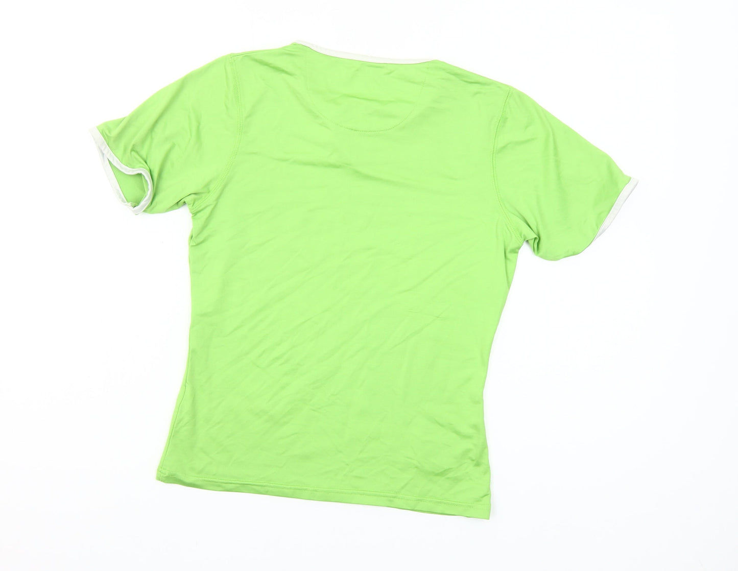 Missing Link Women's Green V-Neck Short Sleeve Slim Fit T-Shirt Size 8