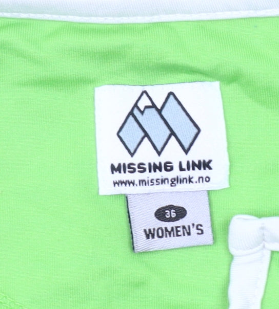 Missing Link Women's Green V-Neck Short Sleeve Slim Fit T-Shirt Size 8